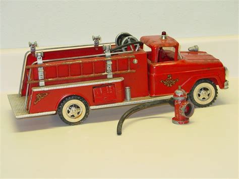 Vintage Metal Toy Fire Truck 